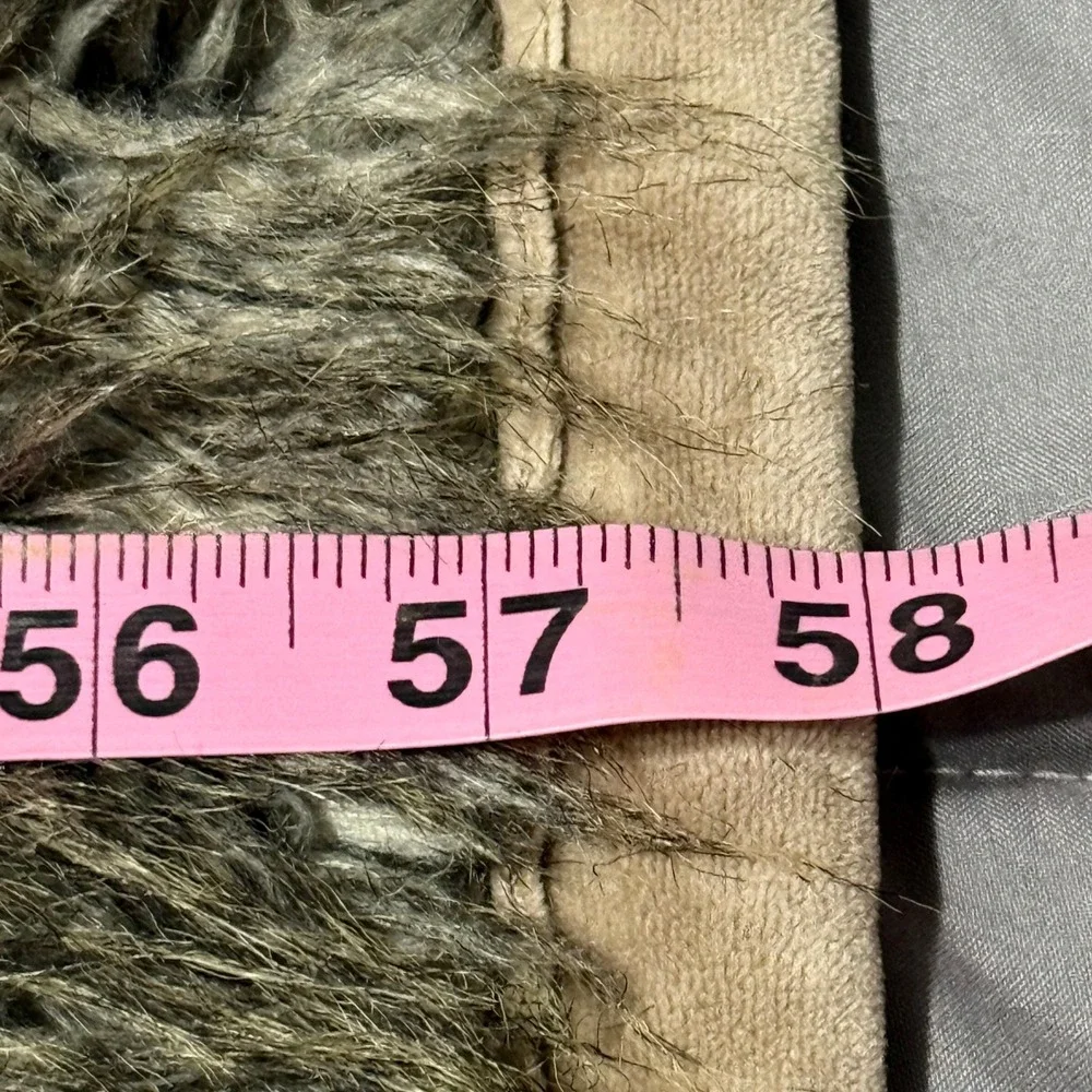 Pottery Barn Shaggy Faux Fur Throw Blanket Taupe Gray 50x58 Plush Reversible